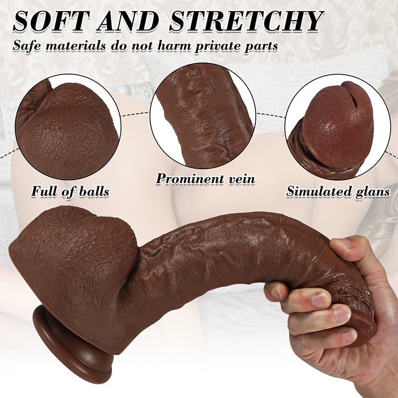 Owen 11.02 In Bent Large Black G-spot Realistic Dildo with Suction Cup